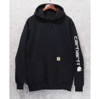 ビンテージ【carhartt】【カーハート】【RELAXED FIT】黒 袖プリント【パーカー】【サイズM】 