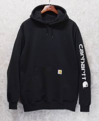 ビンテージ【carhartt】【カーハート】【RELAXED FIT】黒 袖プリント【パーカー】【サイズM】 