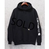 ビンテージ【carhartt】【カーハート】【RELAXED FIT】黒 袖プリント【パーカー】【サイズM】 