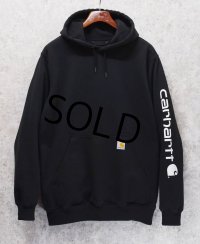 ビンテージ【carhartt】【カーハート】【RELAXED FIT】黒 袖プリント【パーカー】【サイズM】 