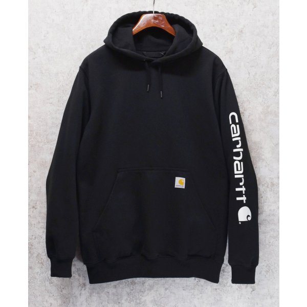 画像1: ビンテージ【carhartt】【カーハート】【RELAXED FIT】黒 袖プリント【パーカー】【サイズM】 