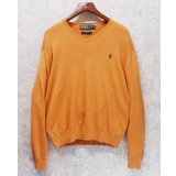 90’s ビンテージ【ラルフローレン】POLO RALPH LAUREN【オレンジ】【Vネック】PIMAコットン【コットンセーター】【サイズL】  