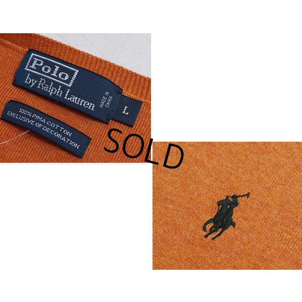 画像2: 90’s ビンテージ【ラルフローレン】POLO RALPH LAUREN【オレンジ】【Vネック】PIMAコットン【コットンセーター】【サイズL】  