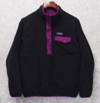 ビンテージ【パタゴニア】patagonia【紫ｘ黒】リバーシブル【スナップT】【フリースプルオーバー】【サイズW-M程度】 