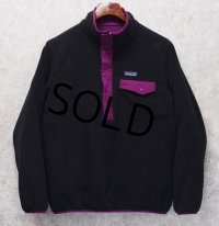 ビンテージ【パタゴニア】patagonia【紫ｘ黒】リバーシブル【スナップT】【フリースプルオーバー】【サイズW-M程度】 