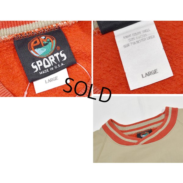 画像2: 90's【USA製】ビンテージ【PM SPORTS】【ベージュｘ赤リブ】【クロスネック】プルオーバー【裏地フリース】【サイズL】 