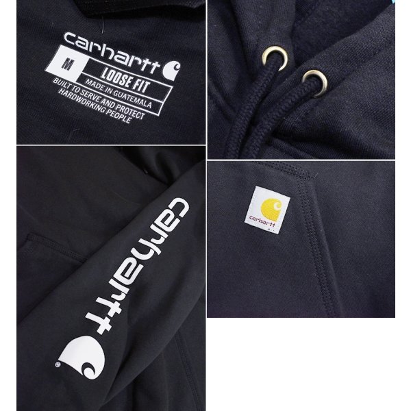 画像2: ビンテージ【carhartt】【カーハート】【RELAXED FIT】黒 袖プリント【パーカー】【サイズM】 