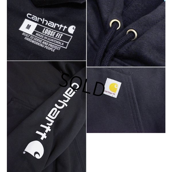 画像2: ビンテージ【carhartt】【カーハート】【RELAXED FIT】黒 袖プリント【パーカー】【サイズM】 