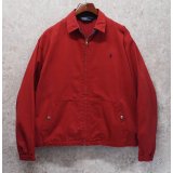 〜90's ビンテージ【ラルフローレン】【RALPH LAUREN】【赤】コットン【スウィングトップ】【ジップアップブルゾン】【サイズM】 