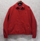 〜90's ビンテージ【ラルフローレン】【RALPH LAUREN】【赤】コットン【スウィングトップ】【ジップアップブルゾン】【サイズM】 