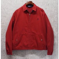 〜90's ビンテージ【ラルフローレン】【RALPH LAUREN】【赤】コットン【スウィングトップ】【ジップアップブルゾン】【サイズM】 