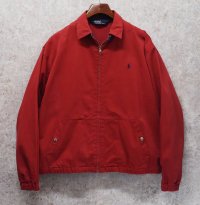 〜90's ビンテージ【ラルフローレン】【RALPH LAUREN】【赤】コットン【スウィングトップ】【ジップアップブルゾン】【サイズM】 