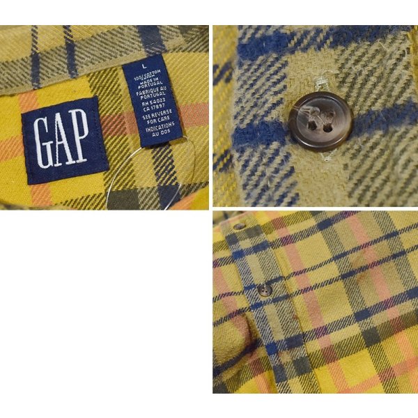 画像2: 90's~【ビンテージ】【オールドギャップ】【GAP】オレンジ【チェック柄】【ネルシャツ】フランネルシャツ【BDシャツ】【サイズL】 