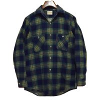70's【USA製】【ビンテージ】【FIVE BROTHER】【ファイブブラザー】紺×緑【チェック柄】【ネルシャツ】フランネルシャツ【US15】 