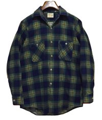 70's【USA製】【ビンテージ】【FIVE BROTHER】【ファイブブラザー】紺×緑【チェック柄】【ネルシャツ】フランネルシャツ【US15】 