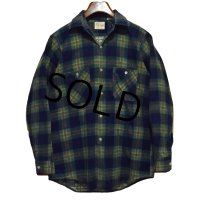 70's【USA製】【ビンテージ】【FIVE BROTHER】【ファイブブラザー】紺×緑【チェック柄】【ネルシャツ】フランネルシャツ【US15】 