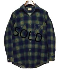 70's【USA製】【ビンテージ】【FIVE BROTHER】【ファイブブラザー】紺×緑【チェック柄】【ネルシャツ】フランネルシャツ【US15】 