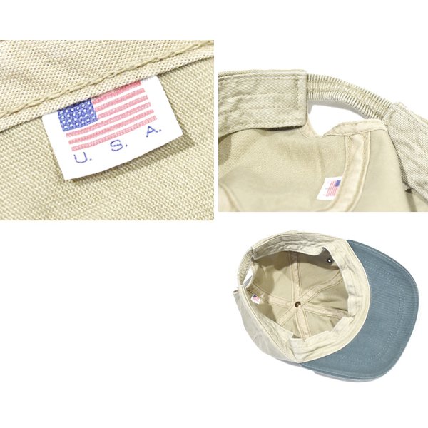 画像2: 90's~【USA製】【ビンテージ】【ベージュ×ツバ緑】BBキャップ【ベースボールキャップ】フリーサイズ 