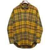90's~【ビンテージ】【オールドギャップ】【GAP】オレンジ【チェック柄】【ネルシャツ】フランネルシャツ【BDシャツ】【サイズL】 