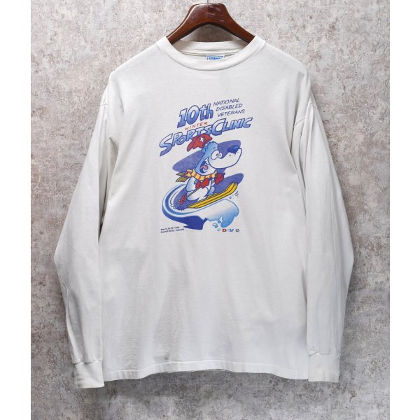 画像1: 【90’s】USA製【ALL SPORT】ビンテージ【スキー】イラスト【白】【ロンT】【サイズXL】 