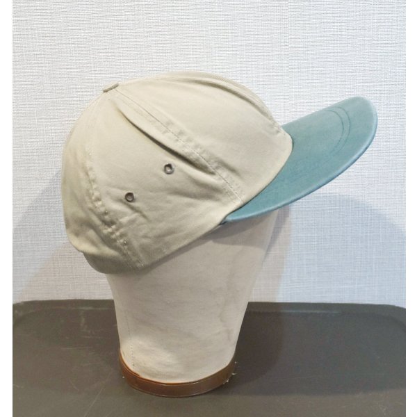 画像4: 90's~【USA製】【ビンテージ】【ベージュ×ツバ緑】BBキャップ【ベースボールキャップ】フリーサイズ 