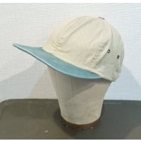 90's~【USA製】【ビンテージ】【ベージュ×ツバ緑】BBキャップ【ベースボールキャップ】フリーサイズ 