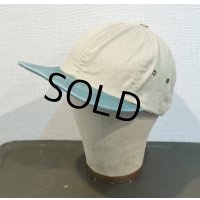 90's~【USA製】【ビンテージ】【ベージュ×ツバ緑】BBキャップ【ベースボールキャップ】フリーサイズ 