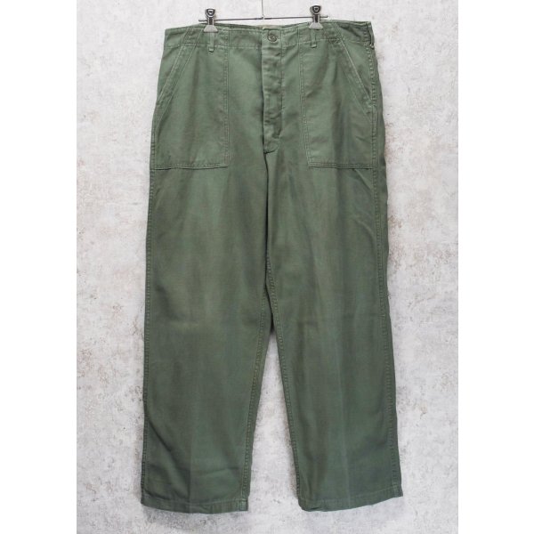 画像1: 【60's】【米軍実物】【ビンテージ】【U.S.ARMY】OG107【UFOボタン】Wステッチ【ボタンフライ】【ベイカーパンツ】【ユーティリティパンツ】【38ｘ31】 