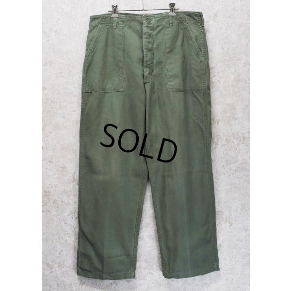 画像1: 【60's】【米軍実物】【ビンテージ】【U.S.ARMY】OG107【UFOボタン】Wステッチ【ボタンフライ】【ベイカーパンツ】【ユーティリティパンツ】【38ｘ31】 