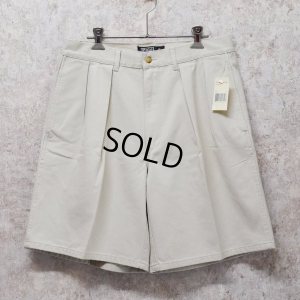 画像1: 新品未使用 ビンテージ【POLO RALPH LAUREN】オールドラルフローレン【オフホワイト】tyler short【２タック】ショートパンツ【短パン】【コットンショーツ】【W32】 