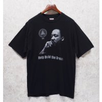 USA製 ビンテージ【BAYSIDE】ベイサイド【黒】【キング牧師】プリント【Tシャツ】【サイズXL】 