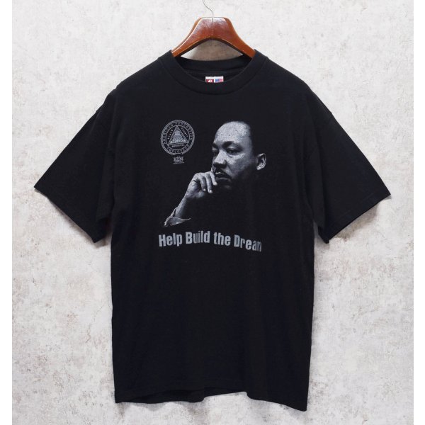 画像1: USA製 ビンテージ【BAYSIDE】ベイサイド【黒】【キング牧師】プリント【Tシャツ】【サイズXL】 