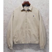 〜90's ビンテージ【ラルフローレン】【RALPH LAUREN】【ベージュ】コットン【スウィングトップ】【ジップアップブルゾン】【サイズL】 