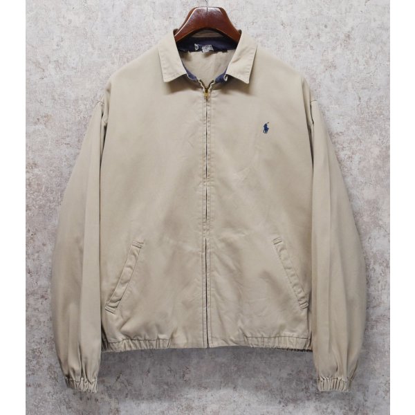 画像1: 〜90's ビンテージ【ラルフローレン】【RALPH LAUREN】【ベージュ】コットン【スウィングトップ】【ジップアップブルゾン】【サイズL】 