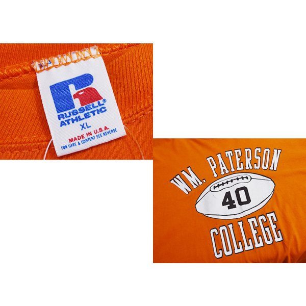 画像2: 90’s【USA製】【Russell】【ラッセル】【オレンジ】Paterson University【パターソン大学】フットボール【Tシャツ】【サイズXL】 