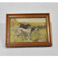 【ビンテージ】アンティーク【イングリッシュセッター×アイリッシュセッター】フレーム付き【絵画】【雑貨】置物 