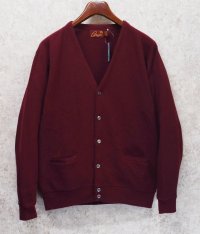 80's ＵＳＡ製【ビンテージ】アーニー【ARNIE】【エンジ】【アクリルカーディガン】【サイズL】 