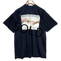 ビンテージ【ARTHUR JACOB'S】【MICHELANGELO】ミケランジェロ【紺】【Ｔシャツ】【サイズＸＬ】 