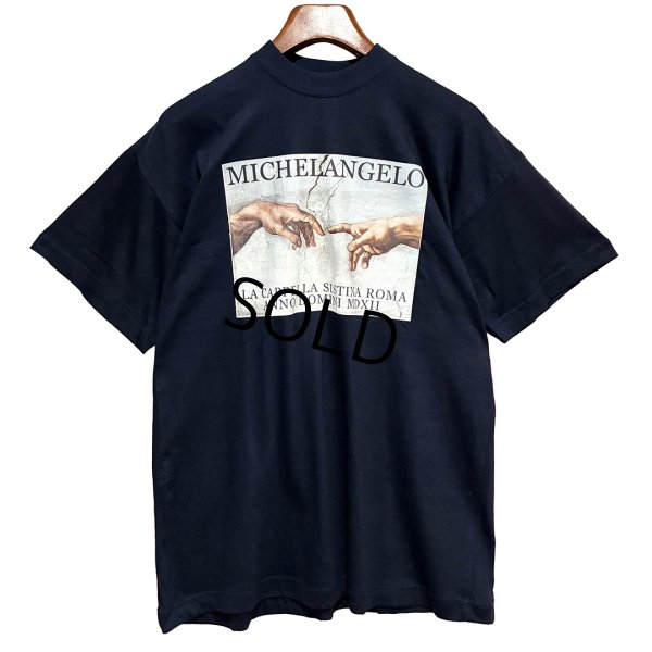 画像1: ビンテージ【ARTHUR JACOB'S】【MICHELANGELO】ミケランジェロ【紺】【Ｔシャツ】【サイズＸＬ】 