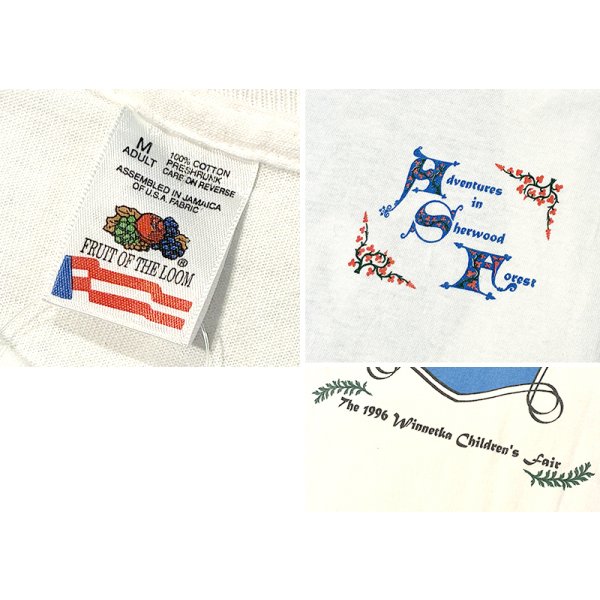 画像2: 90's【USA製】 ビンテージ【FRUIT OF THE LOOM 】フルーツオブザルーム【Adventure in~】狸【白】【 Tシャツ】【サイズM】 