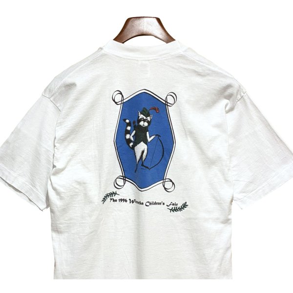 画像1: 90's【USA製】 ビンテージ【FRUIT OF THE LOOM 】フルーツオブザルーム【Adventure in~】狸【白】【 Tシャツ】【サイズM】 