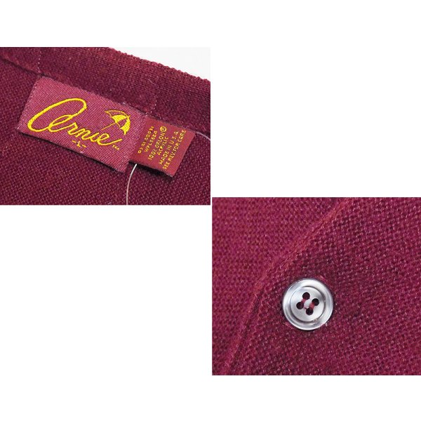 画像2: 80's ＵＳＡ製【ビンテージ】アーニー【ARNIE】【エンジ】【アクリルカーディガン】【サイズL】 