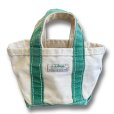 画像1: 80's【ビンテージ】【L.L.bean】【エルエルビーン】 白ｘ緑【キャンバス】【ミニトートバッグ】【ビーントート】<br> (1)
