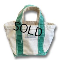 80's【ビンテージ】【L.L.bean】【エルエルビーン】 白ｘ緑【キャンバス】【ミニトートバッグ】【ビーントート】 