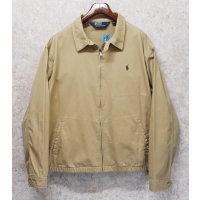 ~90's【RALPH LAUREN】【ラルフローレン】【ベージュ×裏地チェック】【コットンジャケット】【ジップアップコート】【サイズXXL】 