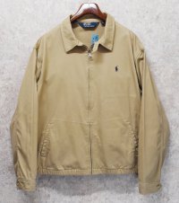 ~90's【RALPH LAUREN】【ラルフローレン】【ベージュ×裏地チェック】【コットンジャケット】【ジップアップコート】【サイズXXL】 