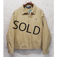 ~90's【RALPH LAUREN】【ラルフローレン】【ベージュ×裏地チェック】【コットンジャケット】【ジップアップコート】【サイズXXL】 