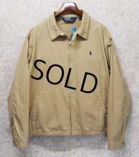 ~90's【RALPH LAUREN】【ラルフローレン】【ベージュ×裏地チェック】【コットンジャケット】【ジップアップコート】【サイズXXL】 