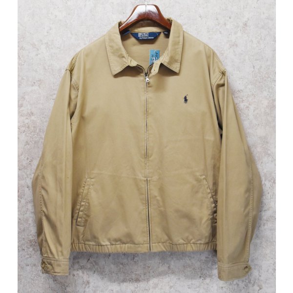 画像1: ~90's【RALPH LAUREN】【ラルフローレン】【ベージュ×裏地チェック】【コットンジャケット】【ジップアップコート】【サイズXXL】 