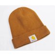 画像1: 【ビンテージ】【carhartt】【カーハート】【ブラウン】【ロゴ】 【ニットキャップ】ビーニー 【ニット帽】 <br> (1)